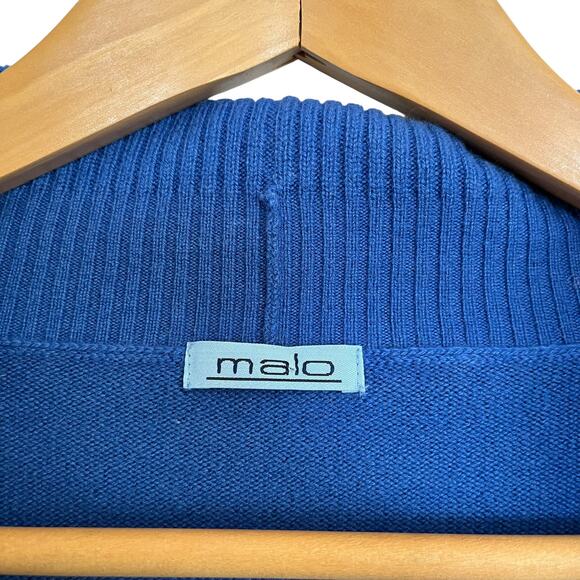 Malo Blue Cashmere Shawl Collar Plunge V-Neck Womens Cardigan Sweater Size 42 IT - Picture 4 of 8